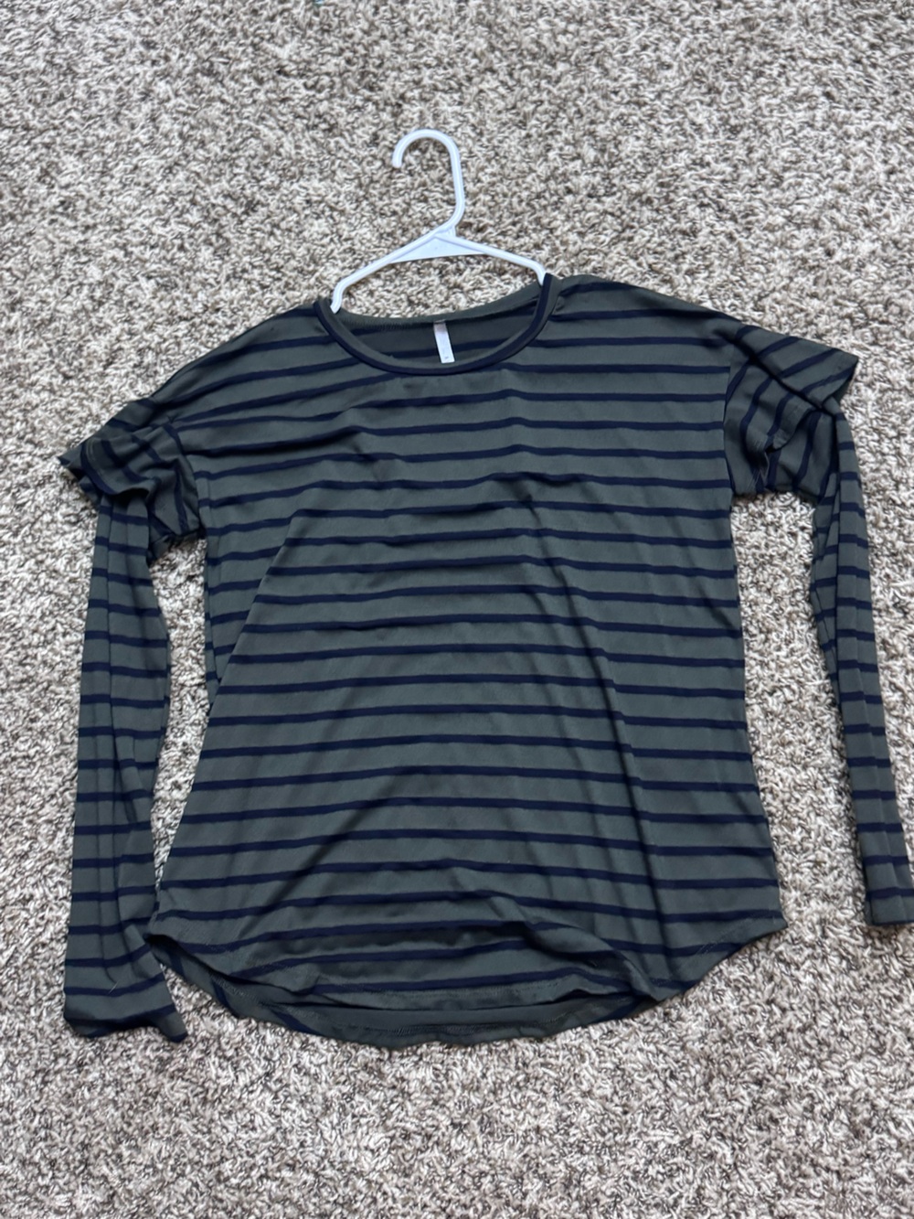 Red Lolly Olive Green & Black Striped Tie Sleeve Top